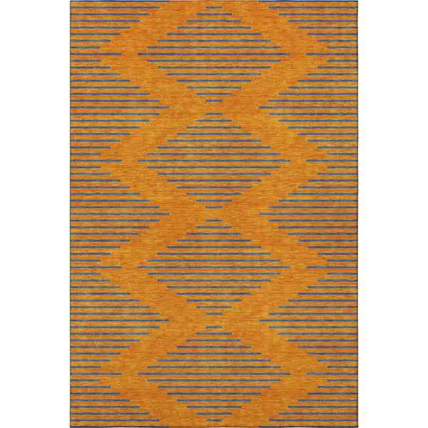 HomeRoots 9' X 12' Washable Geometric Area Rug in Vibrant Orange & Navy Blue with UV Protection for Homes 679839