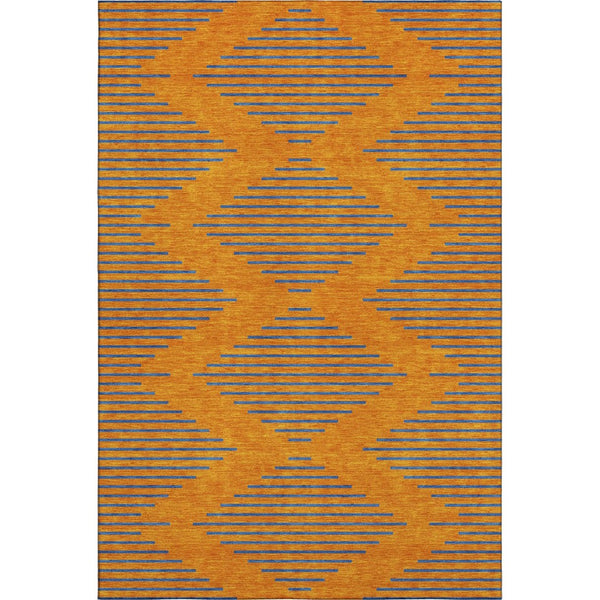 HomeRoots 10' X 14' Vibrant Orange and Navy Blue Geometric Area Rug - Washable, UV Protected, Durable Style! 679840