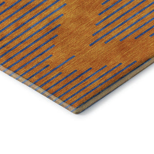 HomeRoots 10' X 14' Vibrant Orange and Navy Blue Geometric Area Rug - Washable, UV Protected, Durable Style! 679840