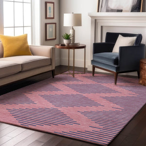 HomeRoots 10' X 14' Pink & Navy Blue Geometric Washable Area Rug - UV Protected, Stain Resistant, Durable Design 679846
