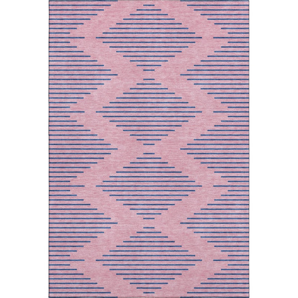 HomeRoots 10' X 14' Pink & Navy Blue Geometric Washable Area Rug - UV Protected, Stain Resistant, Durable Design 679846