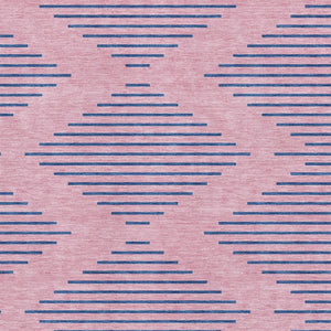 HomeRoots 10' X 14' Pink & Navy Blue Geometric Washable Area Rug - UV Protected, Stain Resistant, Durable Design 679846