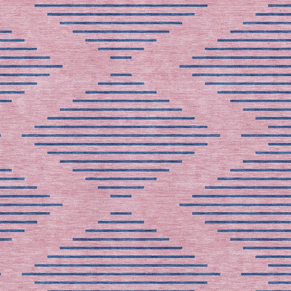 HomeRoots 10' X 14' Pink & Navy Blue Geometric Washable Area Rug - UV Protected, Stain Resistant, Durable Design 679846