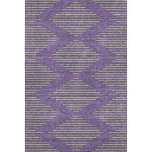 HomeRoots 5' X 8' Vibrant Purple and Lime Green Geometric Area Rug – Washable, UV-Protected, Kid-Friendly Design 679848