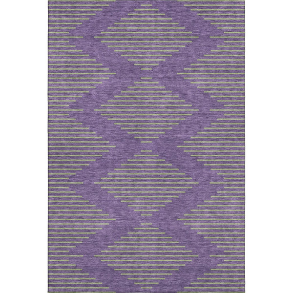 HomeRoots 5' X 8' Vibrant Purple and Lime Green Geometric Area Rug – Washable, UV-Protected, Kid-Friendly Design 679848