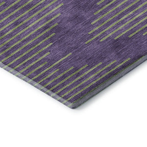 HomeRoots 5' X 8' Vibrant Purple and Lime Green Geometric Area Rug – Washable, UV-Protected, Kid-Friendly Design 679848