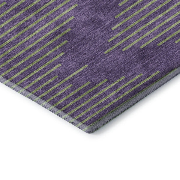 HomeRoots 5' X 8' Vibrant Purple and Lime Green Geometric Area Rug – Washable, UV-Protected, Kid-Friendly Design 679848