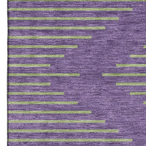 HomeRoots 5' X 8' Vibrant Purple and Lime Green Geometric Area Rug – Washable, UV-Protected, Kid-Friendly Design 679848