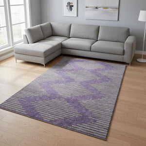 HomeRoots 10' X 14' Vibrant Purple & Lime Green Washable Geometric Area Rug with UV Protection & Stain Resistance 679852