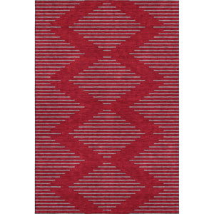 HomeRoots 5' X 8' Red and Gray Geometric Area Rug - Durable, Washable, UV-Protected for Modern Homes 679854