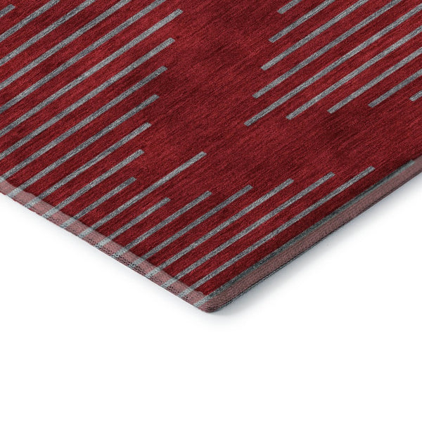 HomeRoots 5' X 8' Red and Gray Geometric Area Rug - Durable, Washable, UV-Protected for Modern Homes 679854