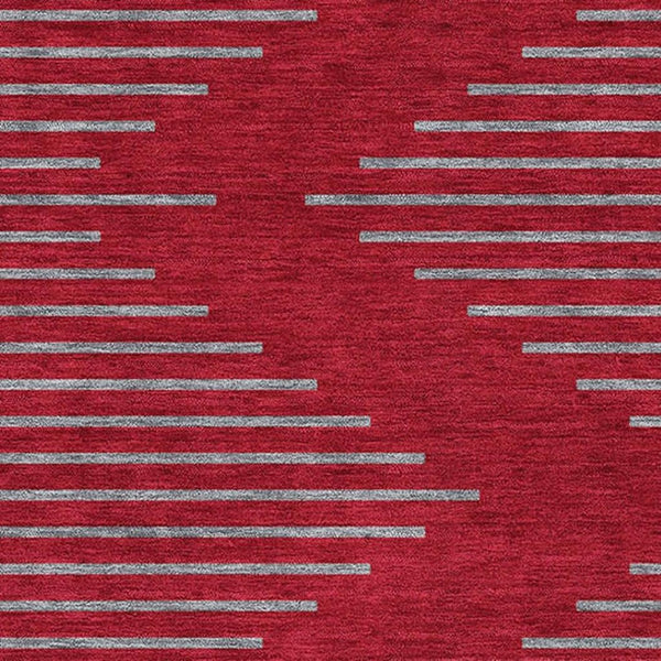 HomeRoots 5' X 8' Red and Gray Geometric Area Rug - Durable, Washable, UV-Protected for Modern Homes 679854