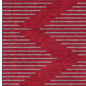 HomeRoots 5' X 8' Red and Gray Geometric Area Rug - Durable, Washable, UV-Protected for Modern Homes 679854