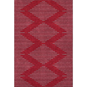 HomeRoots 9' X 12' Red and Gray Geometric Area Rug – Washable, UV-Protected, Non-Slip for High-Traffic Spaces 679857