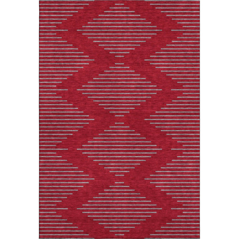 HomeRoots 10' X 14' Red and Gray Geometric Area Rug – Washable, UV-Protected, Stylish & Durable for Busy Homes 679858
