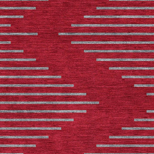 HomeRoots 10' X 14' Red and Gray Geometric Area Rug – Washable, UV-Protected, Stylish & Durable for Busy Homes 679858