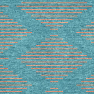 HomeRoots 8' X 10' Teal and Peach Geometric Area Rug - Washable, UV Protected, Ideal for Busy Homes and Pets 679862