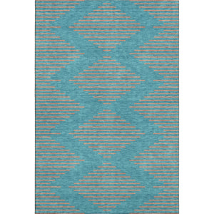 HomeRoots 9' X 12' Teal & Peach Geometric Area Rug - Washable, UV-Protected, Soft, Durable & Stain Resistant 679863