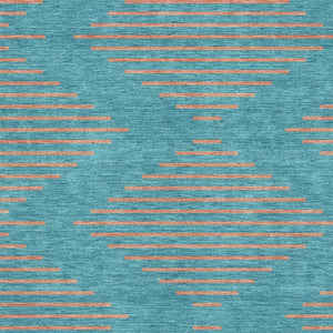 HomeRoots 9' X 12' Teal & Peach Geometric Area Rug - Washable, UV-Protected, Soft, Durable & Stain Resistant 679863