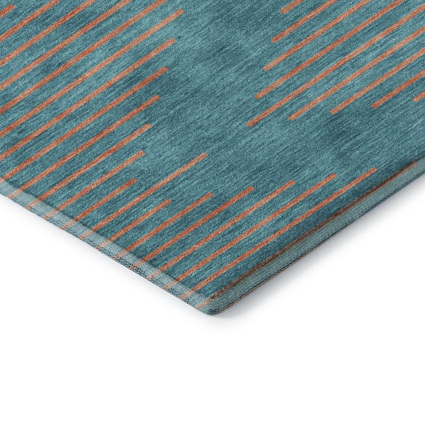 HomeRoots 10' X 14' Teal & Peach Geometric Area Rug - Durable, Washable, UV Protected for Busy Homes! 679864