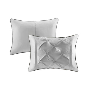 HomeRoots Set of Seven Gray Comforter and Sham Collection - Mid-Century Modern, Soft Polyester Bedding Set 679869