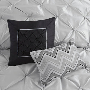 HomeRoots Set of Seven Gray Comforter and Sham Collection - Mid-Century Modern, Soft Polyester Bedding Set 679869