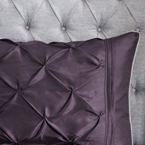 HomeRoots Set of Seven Plum King Comforter & Sham Ensemble - Luxurious Polyester Bedding for Summer Comfort 679871