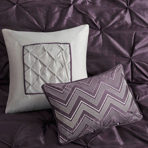 HomeRoots Set of Seven Plum King Comforter & Sham Ensemble - Luxurious Polyester Bedding for Summer Comfort 679871