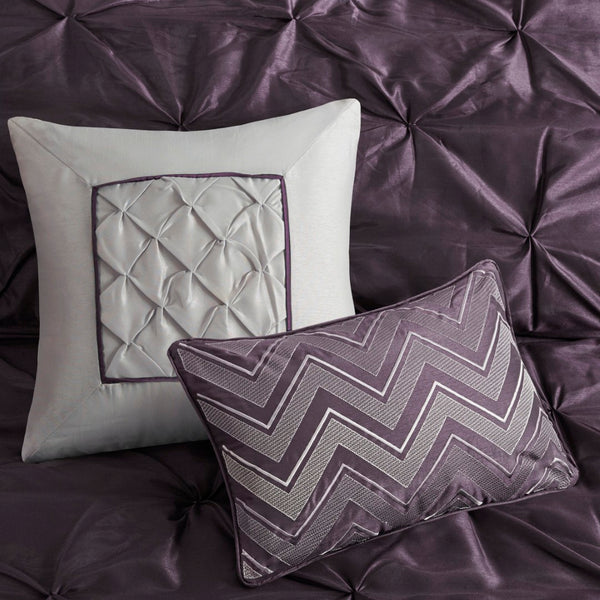 HomeRoots Set of Seven Plum King Comforter & Sham Ensemble - Luxurious Polyester Bedding for Summer Comfort 679871