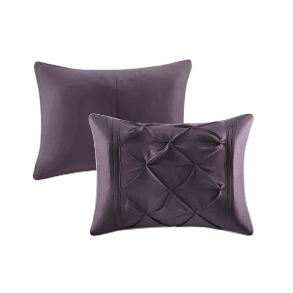 HomeRoots Set of Seven Plum King Comforter & Sham Ensemble - Luxurious Polyester Bedding for Summer Comfort 679871