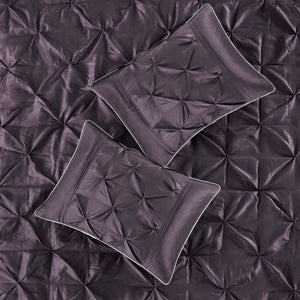 HomeRoots Set of Seven Plum King Comforter & Sham Ensemble - Luxurious Polyester Bedding for Summer Comfort 679871