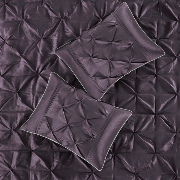 HomeRoots Set of Seven Plum King Comforter & Sham Ensemble - Luxurious Polyester Bedding for Summer Comfort 679871