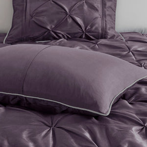 HomeRoots Set of Seven Plum Queen Bedding Ensemble - Luxe Comforter & Shams for Modern Bedroom Style 679872