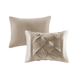 HomeRoots Set of Seven Taupe King Comforter and Shams - Luxurious 400 TC Polyester, Stylish Mid-Century Design 679873