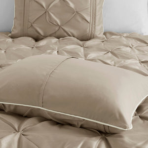 HomeRoots Set of Seven Taupe King Comforter and Shams - Luxurious 400 TC Polyester, Stylish Mid-Century Design 679873