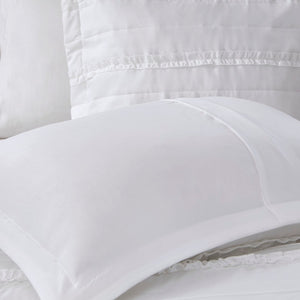 HomeRoots Set of Five White King Ring Stitch Bedding Set – Luxurious Comforter & Shams for Stylish Bedrooms 679875
