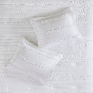 HomeRoots Set of Five White King Ring Stitch Bedding Set – Luxurious Comforter & Shams for Stylish Bedrooms 679875