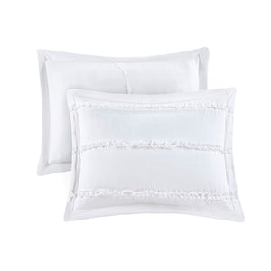HomeRoots Set of Five White King Ring Stitch Bedding Set – Luxurious Comforter & Shams for Stylish Bedrooms 679875