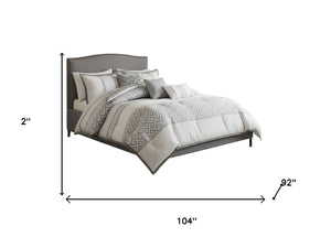 HomeRoots Set of Seven Elegant Gray and Ivory Striped King Bedding Set for Ultimate Summer Comfort and Style 679877