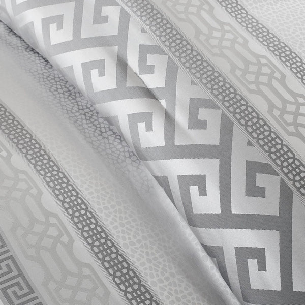 HomeRoots Set of Seven Elegant Gray and Ivory Striped King Bedding Set for Ultimate Summer Comfort and Style 679877