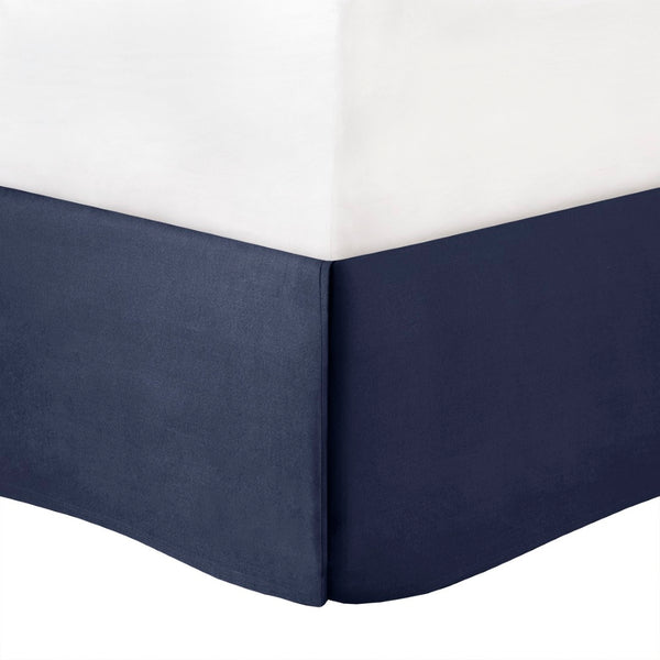 HomeRoots Set of Seven Navy Blue Luxurious Ring Stitch Polyester Bedding Ensemble for Cozy Bedroom Style 679878