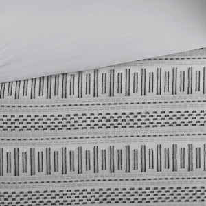 HomeRoots Set of Three Elegant Gray & Ivory Striped Queen Comforter and Shams for Timeless Bedroom Style 679881