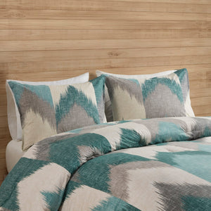 HomeRoots Set of Three Aqua and White Ring Stitch Bedding Collection – Luxurious Comforter & Shams Set 679884