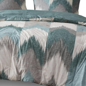 HomeRoots Set of Three Aqua and White Ring Stitch Bedding Collection – Luxurious Comforter & Shams Set 679884