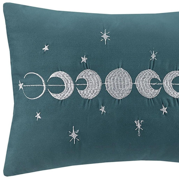 HomeRoots Set of Three Teal Blue Twin Bedding Set – Stylish Comforter & Shams for a Mid-Century Modern Look 679890