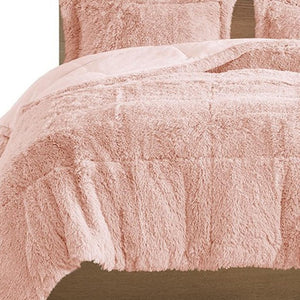 HomeRoots Set of Two Blush Twin Comforter and Sham - Soft Polyester, Ring Stitch Design, Mid-Century Charm 679891