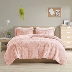 HomeRoots Set of Two Blush Twin Comforter and Sham - Soft Polyester, Ring Stitch Design, Mid-Century Charm 679891