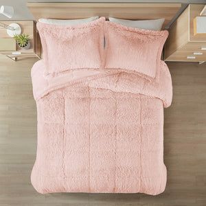 HomeRoots Set of Two Blush Twin Comforter and Sham - Soft Polyester, Ring Stitch Design, Mid-Century Charm 679891