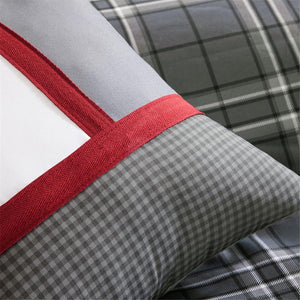HomeRoots Set of Five Gray and White Plaid Queen Comforter & Sham Set - Luxurious, Soft, Modern Design 679893