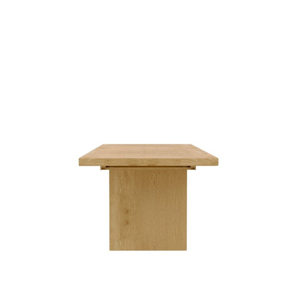 Alpine Furniture Donte Extension Dining Table With Self-Storing Leaf, Rubberwood & Oak Veneer, Double-Pedestal Design Natural 6798NAT-01
